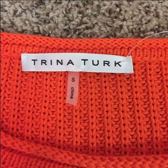 Trina Turk Orange Knit Hi-Lo Sweater - Picture 7 of 7